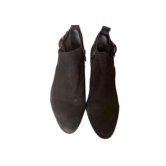 Franco Sarto, black suede, leather ankle booties, size 6 - Picture 3 of 5